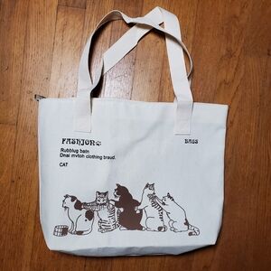 Funny Words Cat Tote Bag with Zipper